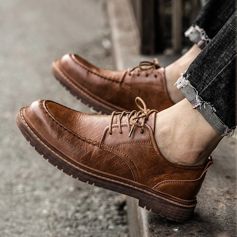 Brayden Leather Lace-Up Shoes - London Lake