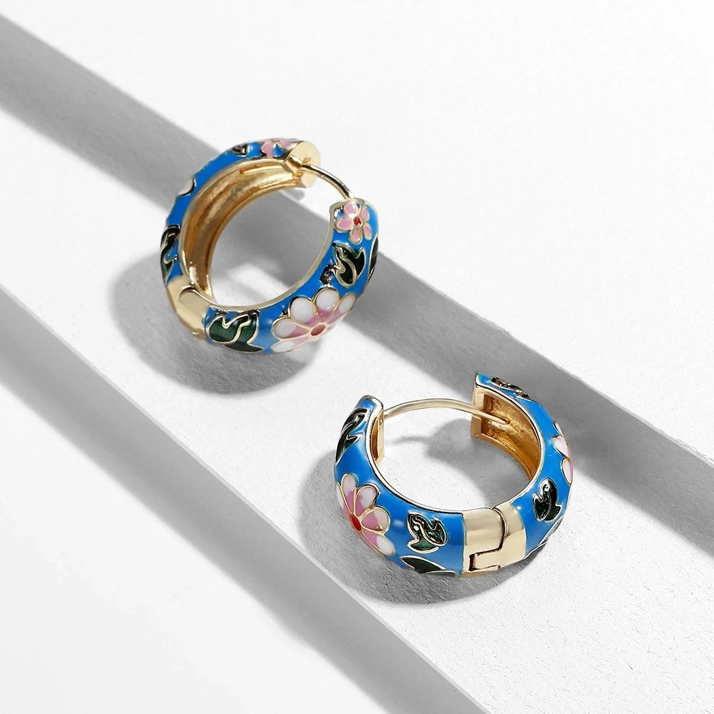 Wildflower Charm Hoop Earrings - London Lake