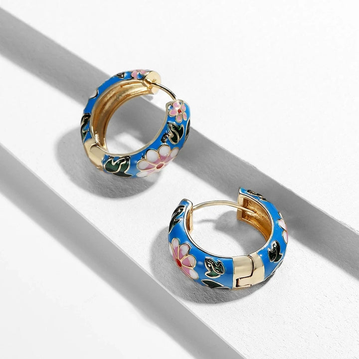 Wildflower Charm Hoop Earrings - London Lake