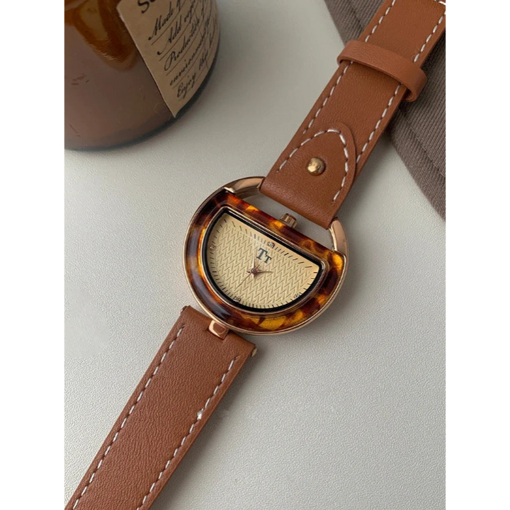 Deco Arc Leather Watch - London Lake