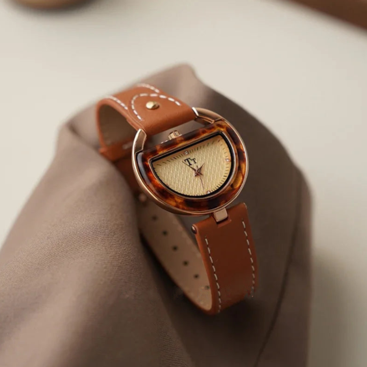 Deco Arc Leather Watch - London Lake