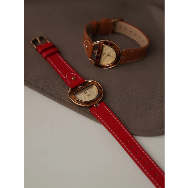 Deco Arc Leather Watch - London Lake