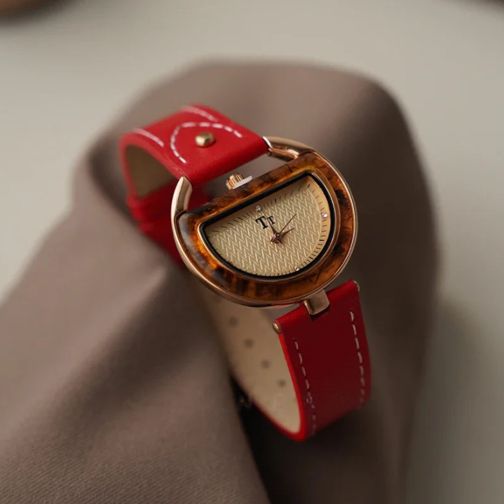 Deco Arc Leather Watch - London Lake