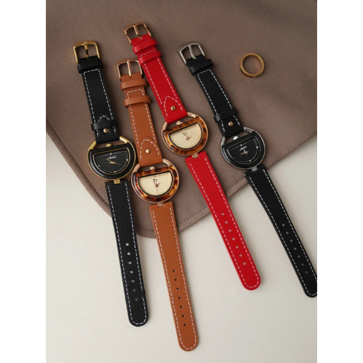 Deco Arc Leather Watch - London Lake