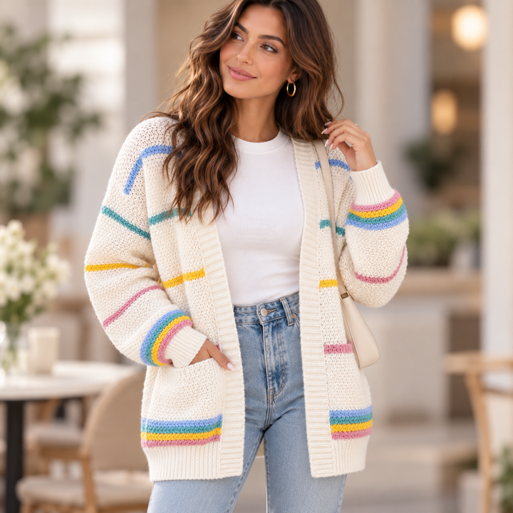 Hallie Rainbow Knit Cardigan