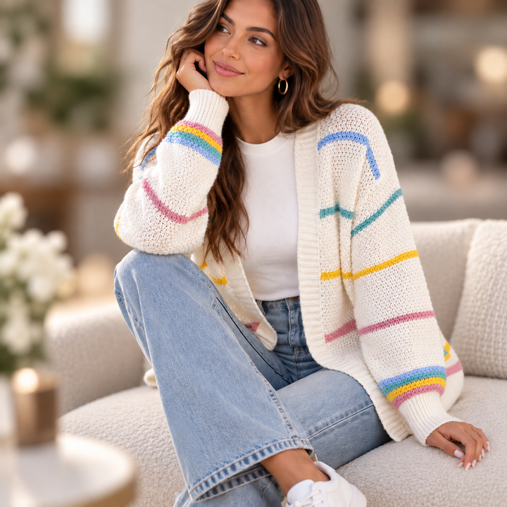 Hallie Rainbow Knit Cardigan
