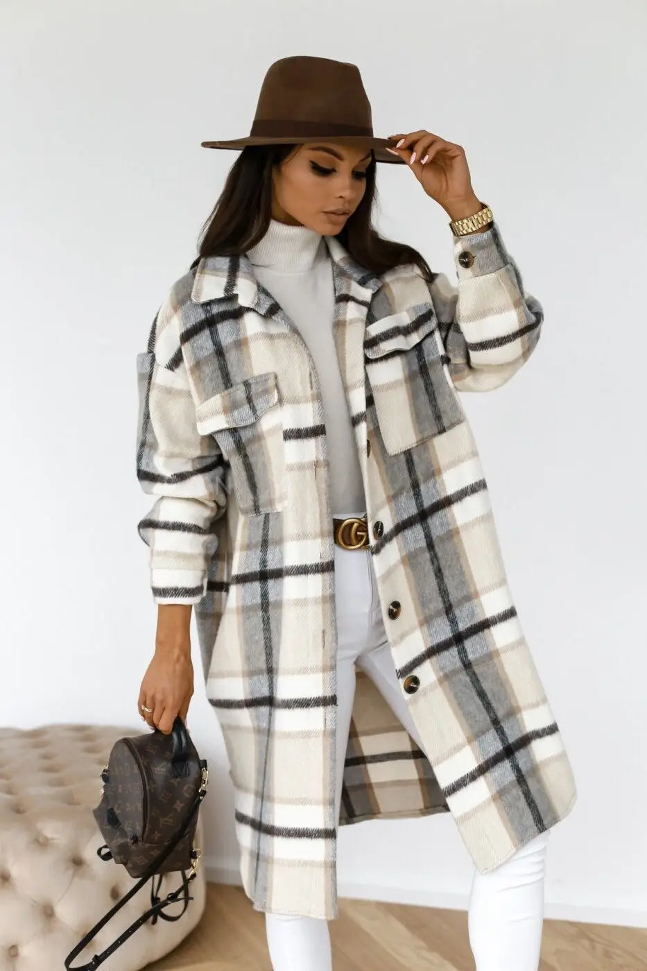 Elmwood Plaid Button Down Coat - London Lake