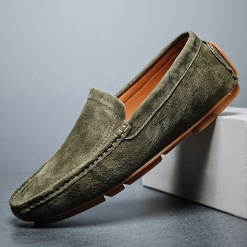 Radcliff Stitched Suede Loafers - London Lake