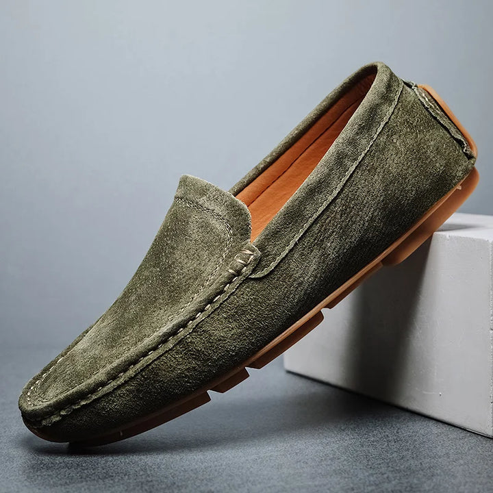 Radcliff Stitched Suede Loafers - London Lake