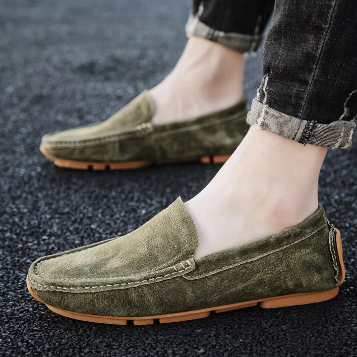 Radcliff Stitched Suede Loafers - London Lake