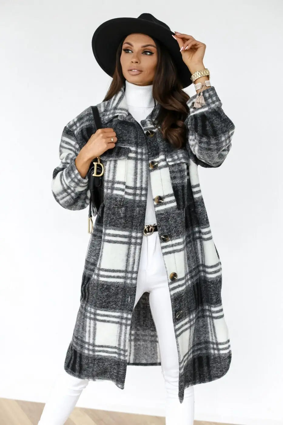 Elmwood Plaid Button Down Coat - London Lake