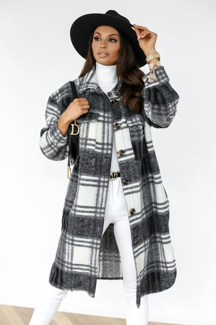 Elmwood Plaid Button Down Coat - London Lake