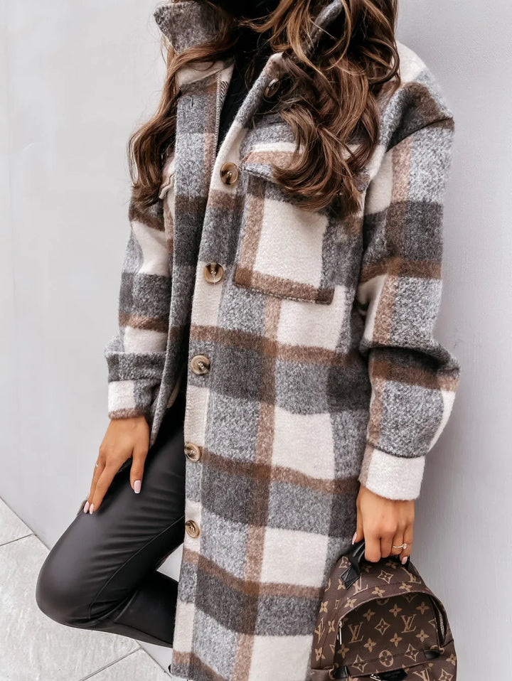 Elmwood Plaid Button Down Coat - London Lake