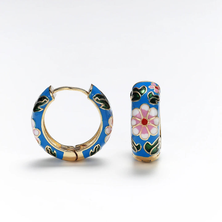 Wildflower Charm Hoop Earrings - London Lake