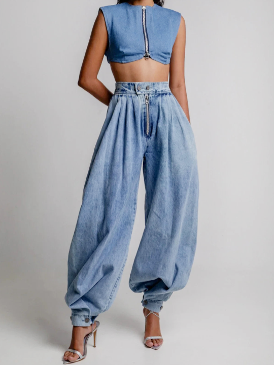 High Waist Balloon Jeans - London Lake