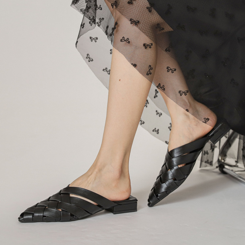 Sofia Woven Leather Mules - London Lake