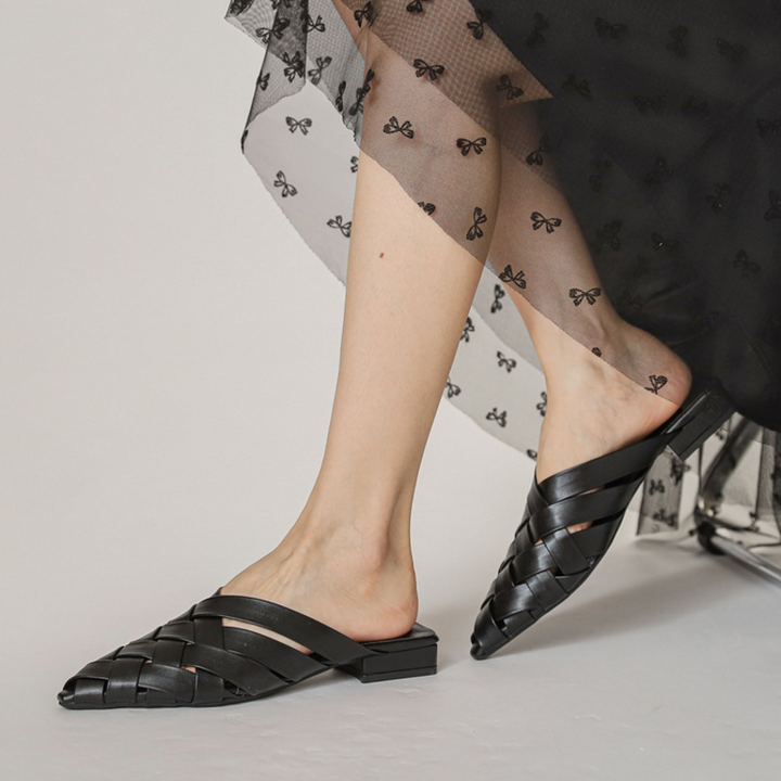 Sofia Woven Leather Mules - London Lake