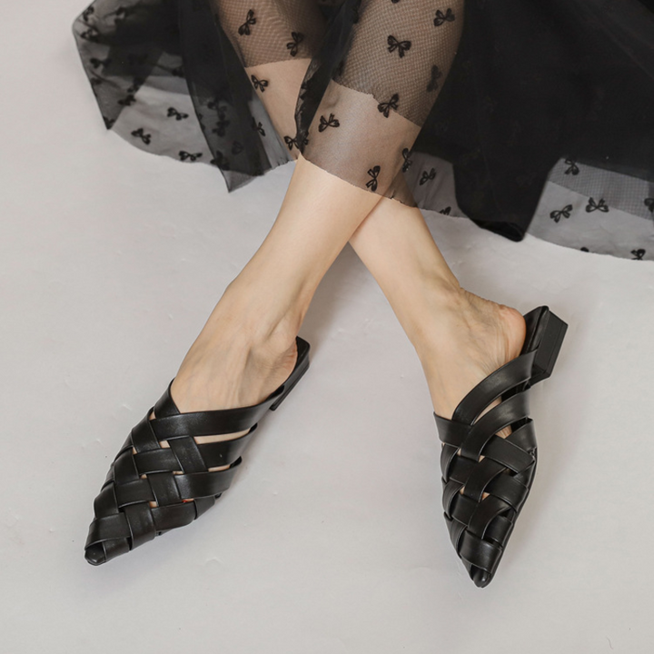 Sofia Woven Leather Mules - London Lake