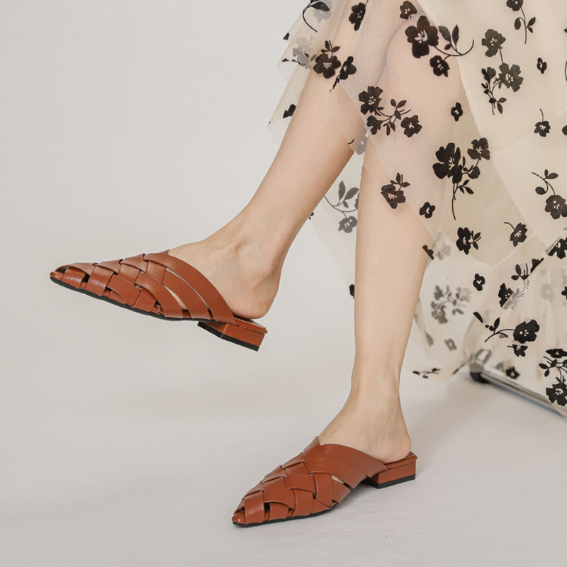 Sofia Woven Leather Mules - London Lake