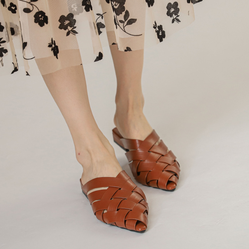 Sofia Woven Leather Mules - London Lake