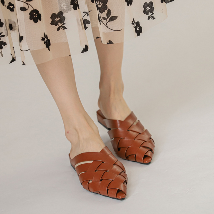 Sofia Woven Leather Mules - London Lake