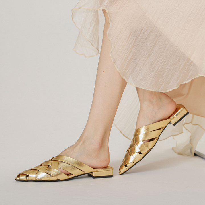 Sofia Woven Leather Mules - London Lake