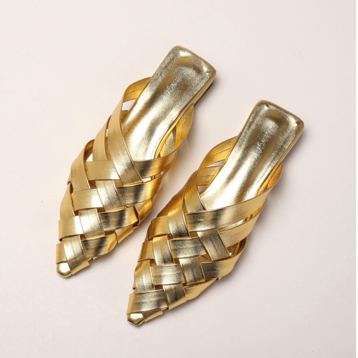 Sofia Woven Leather Mules - London Lake