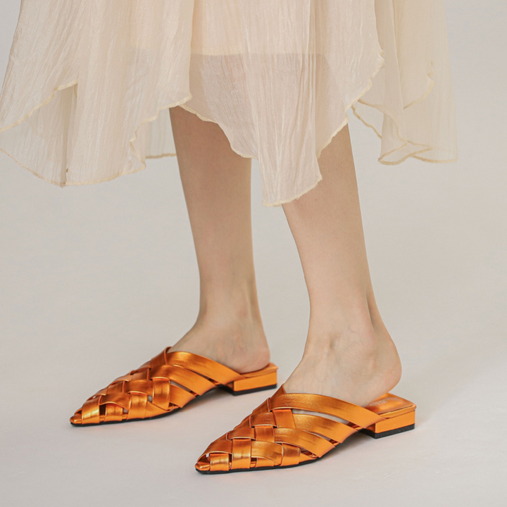 Sofia Woven Leather Mules - London Lake