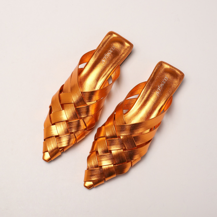 Sofia Woven Leather Mules - London Lake