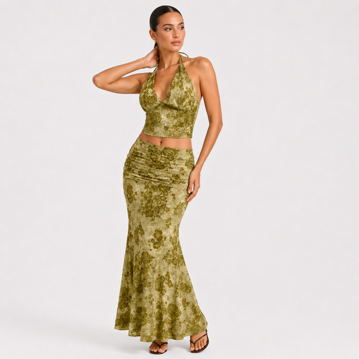 Boho Halter Maxi Set