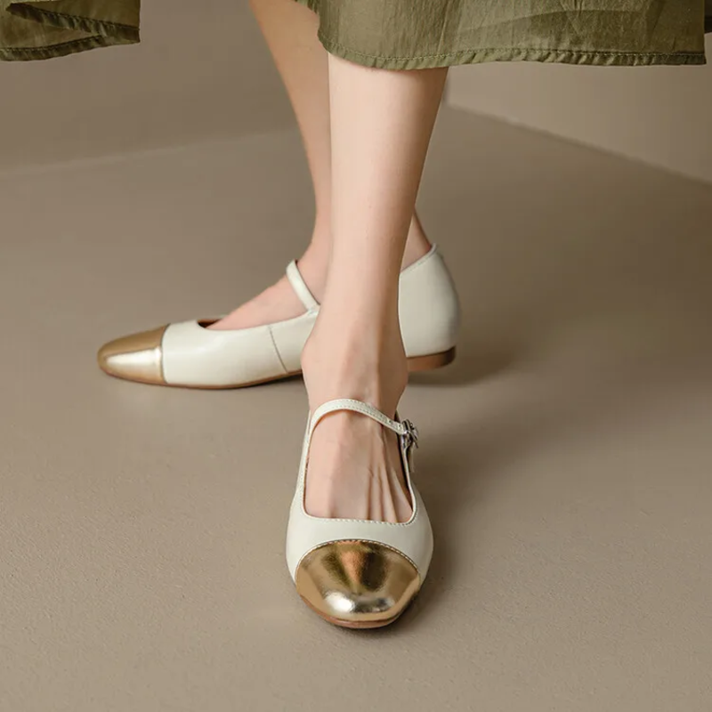 Margaux Genuine Leather Flats - London Lake