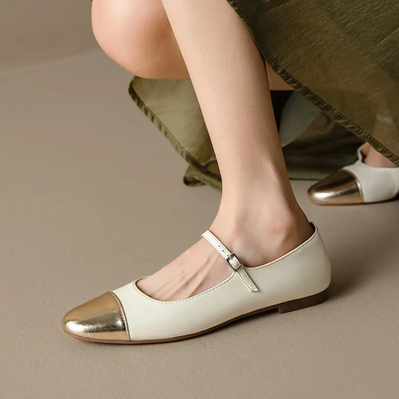 Margaux Genuine Leather Flats - London Lake