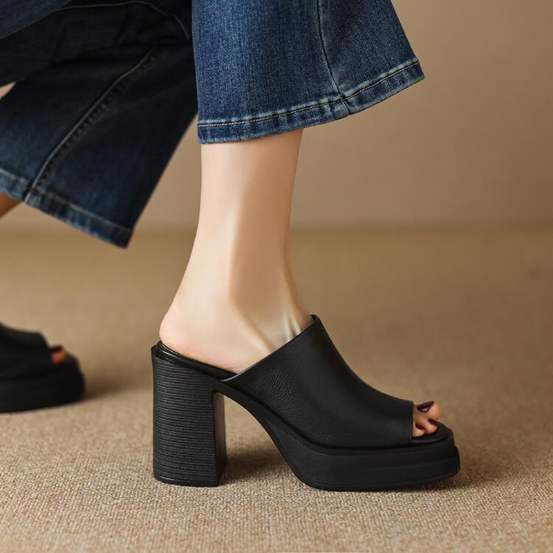 Gigi Leather Platform Sandals - London Lake