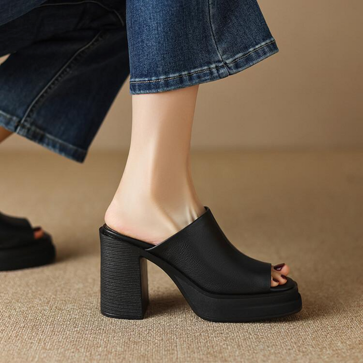 Gigi Leather Platform Sandals - London Lake