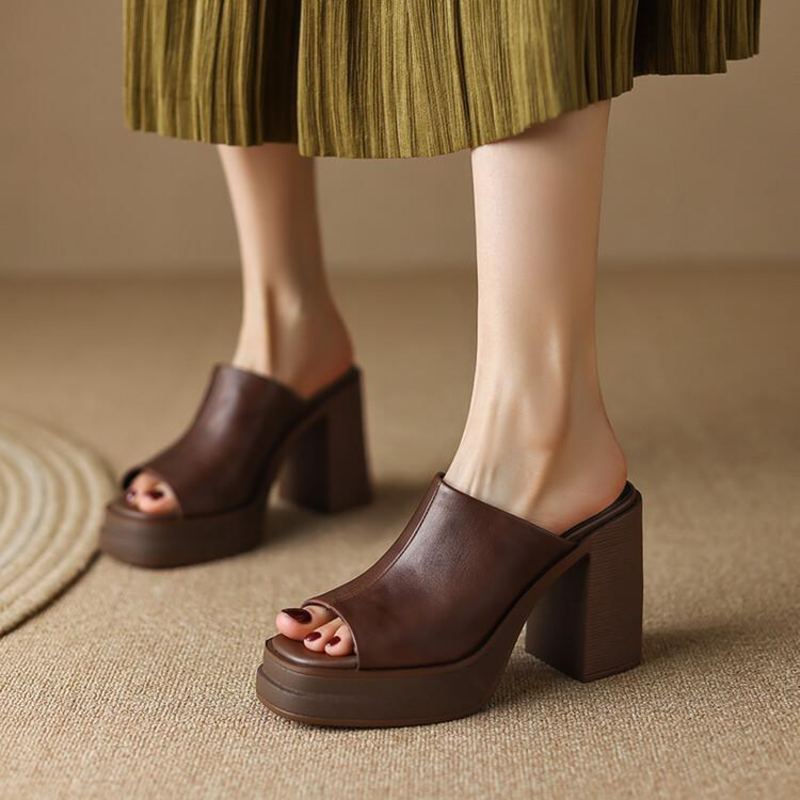 Gigi Leather Platform Sandals - London Lake