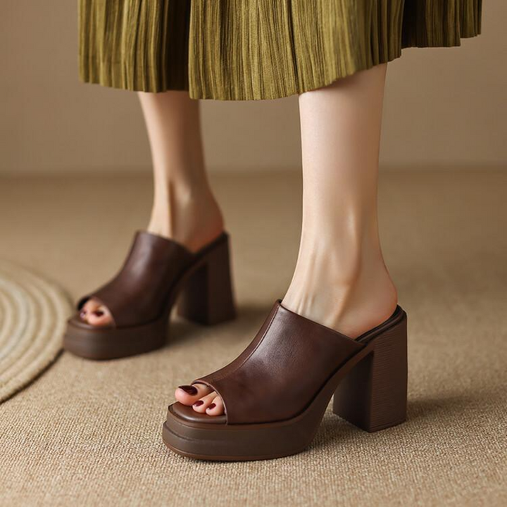 Gigi Leather Platform Sandals - London Lake