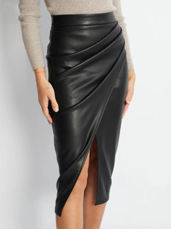 Overlayed Vegan Leather Skirt - London Lake