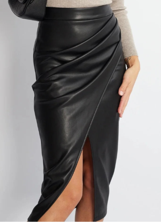 Overlayed Vegan Leather Skirt - London Lake