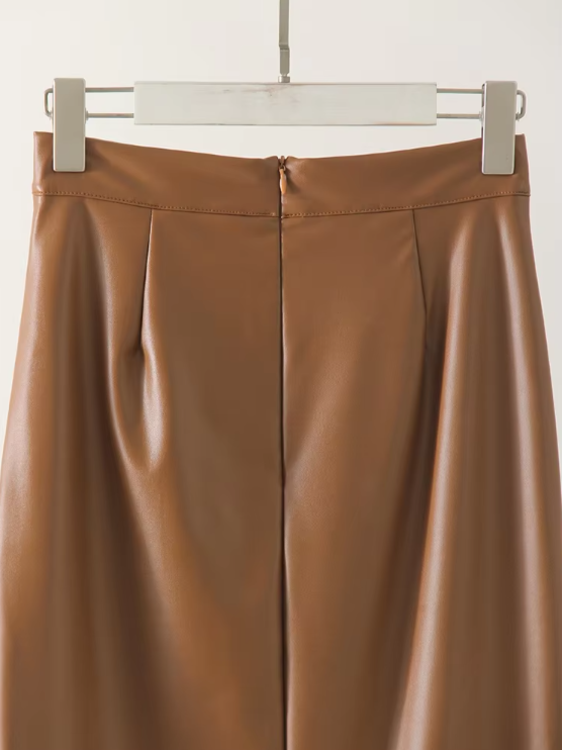 Overlayed Vegan Leather Skirt - London Lake