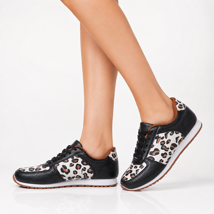 Leopard Print Leather Sneakers