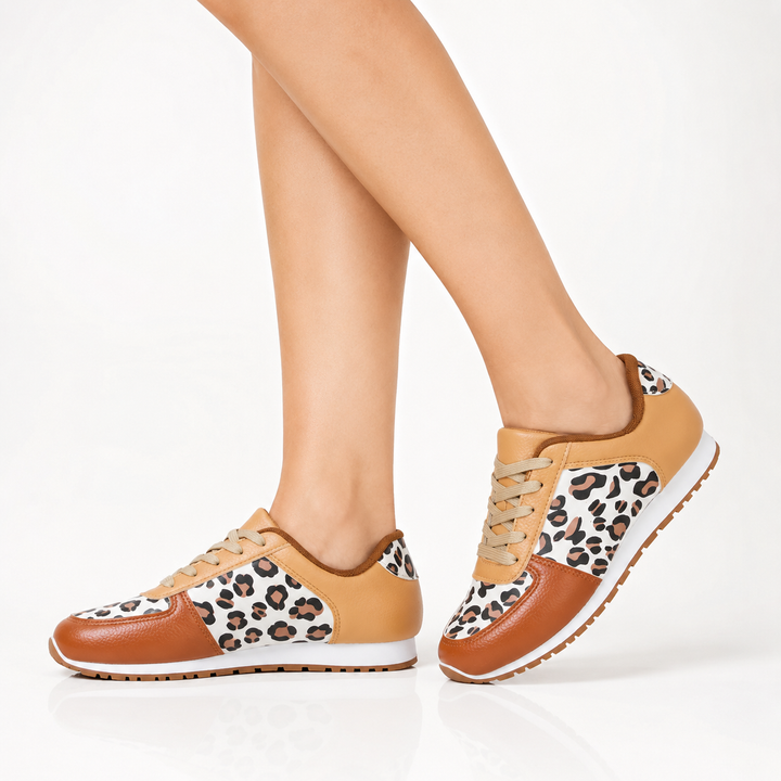 Leopard Print Leather Sneakers