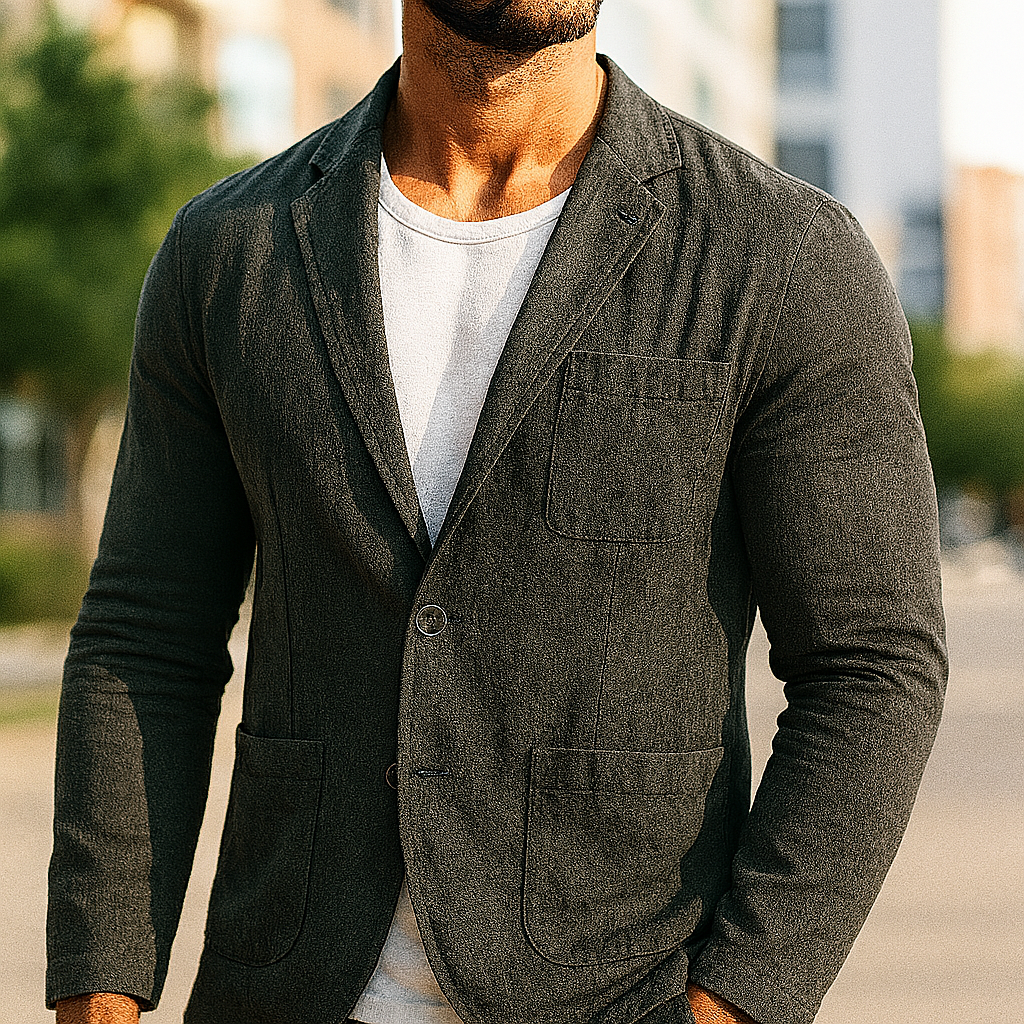 Lincoln Linen Blazer - London Lake