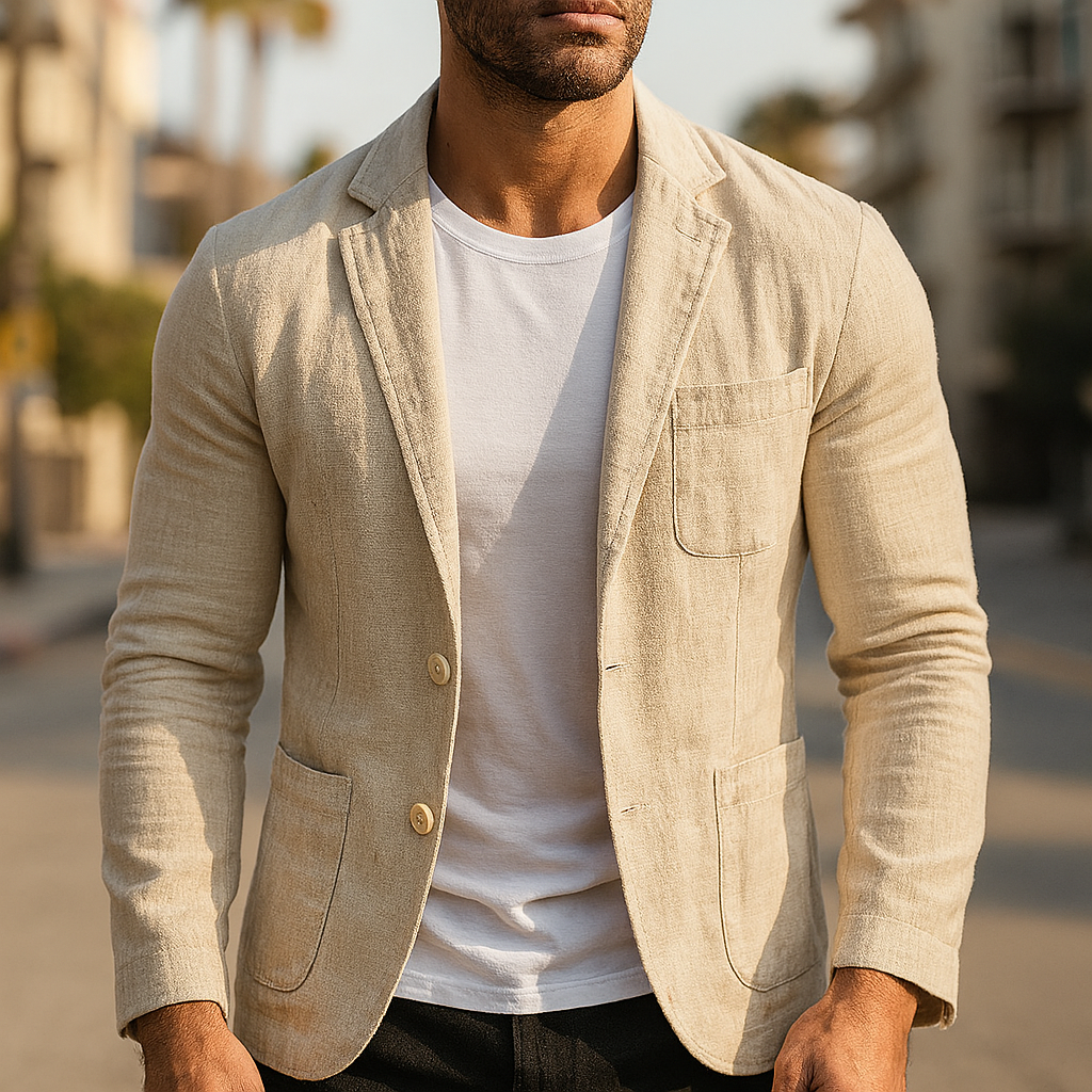 Lincoln Linen Blazer - London Lake
