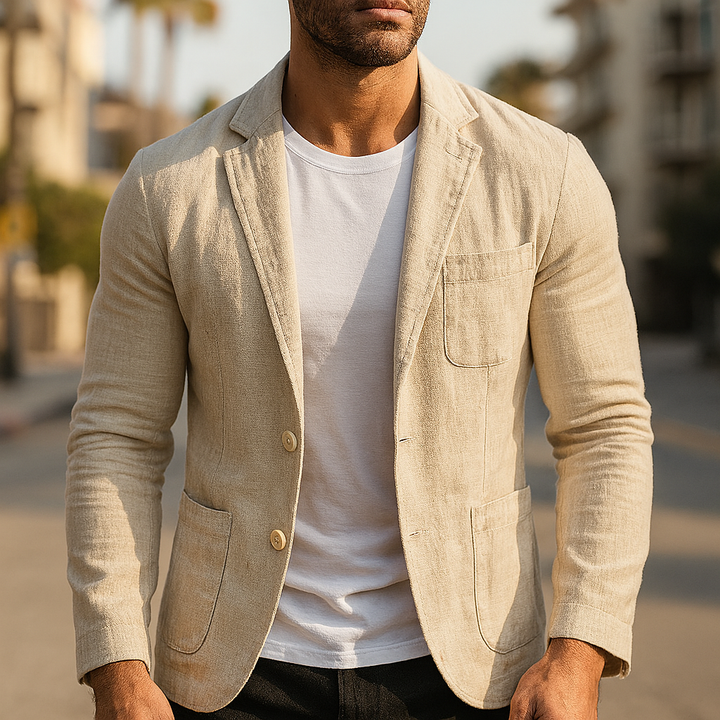 Lincoln Linen Blazer - London Lake