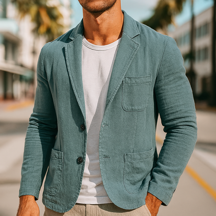 Lincoln Linen Blazer - London Lake