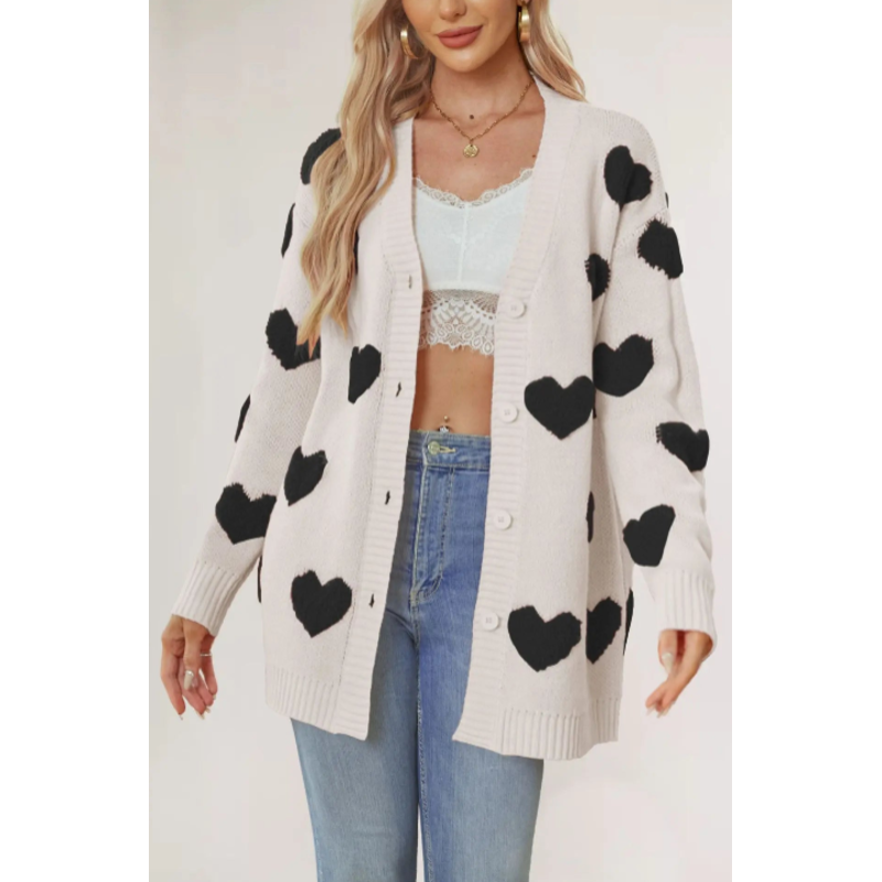 Love Blossom Knit V-Neck Cardigan - London Lake