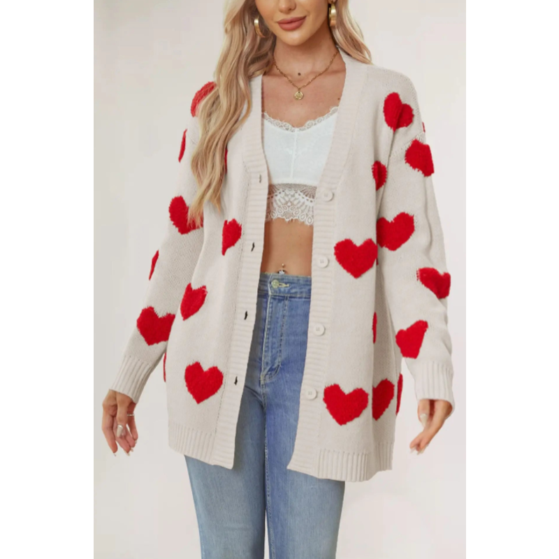 Love Blossom Knit V-Neck Cardigan - London Lake