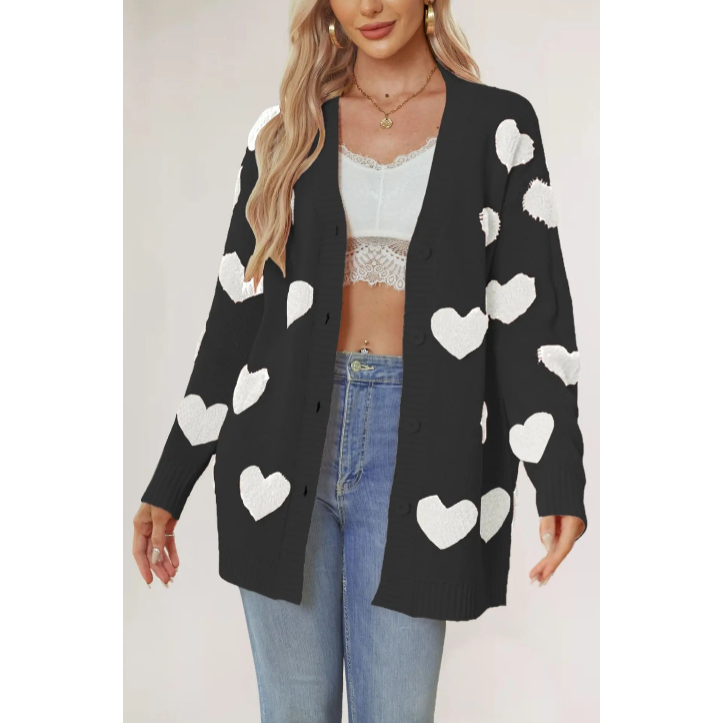 Love Blossom Knit V-Neck Cardigan - London Lake