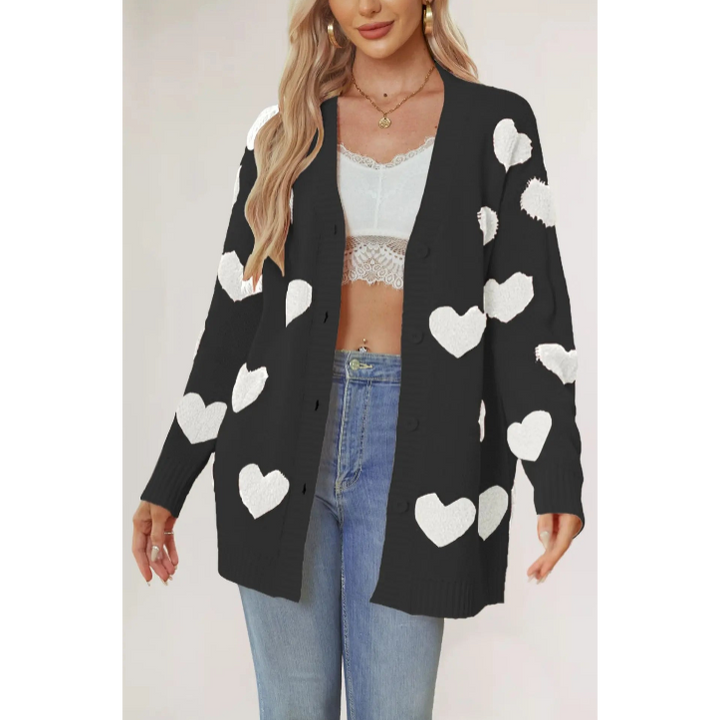 Love Blossom Knit V-Neck Cardigan - London Lake