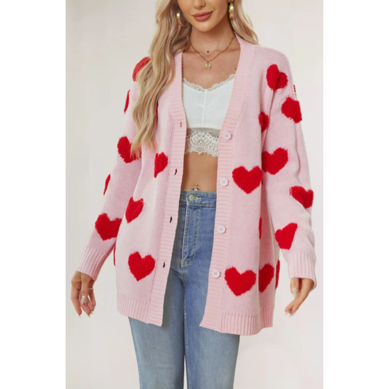 Love Blossom Knit V-Neck Cardigan - London Lake